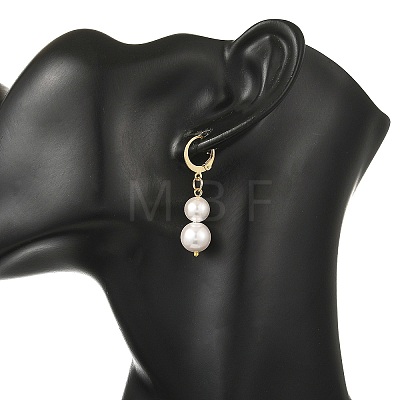 Shell Pearl Leverback Dangle Earrings EJEW-JE07290-1