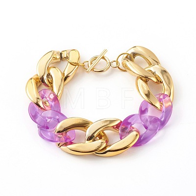 CCB Plastic & Acrylic Curb Chain Bracelets BJEW-JB06209-02-1