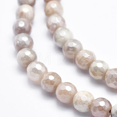Electroplate Natural Sunstone Beads Strands G-K256-17-6mm-1
