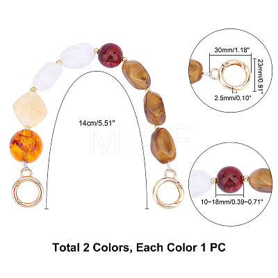   2Pcs 2 Colors Resin Bag Handles FIND-PH0001-25-1