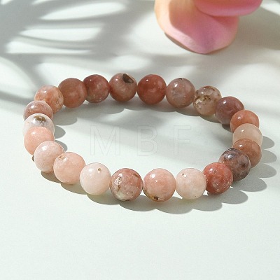 Natural Plum Blossom Jade Beads Stretch Bracelets BJEW-F380-01-B08-1