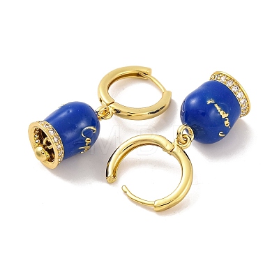 Bell Brass & Enamel Hoop Earrings for Women EJEW-U015-25G-D-1