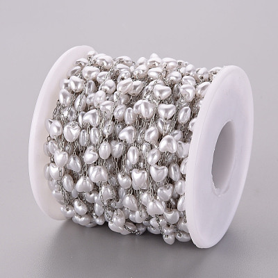 Handmade ABS Plastic Imitation Pearl Beaded Chains STAS-T052-39P-1