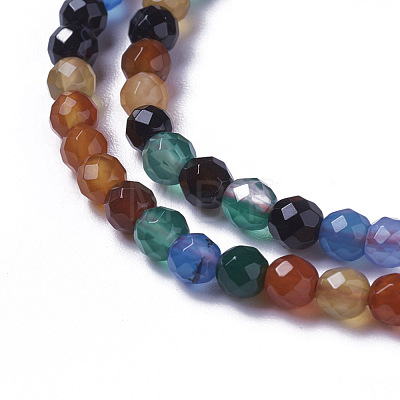 Natural Multi-Color Agate Beads Strands G-F596-36-4mm-1