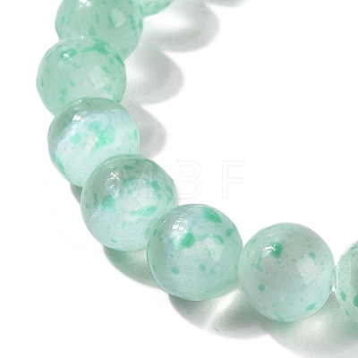 Dyed Natural Selenite Round Beaded Stretch Bracelet for Women BJEW-G697-02A-1