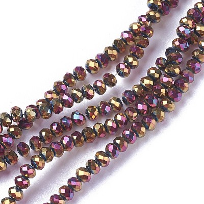 Electroplate Glass Beads Strands GLAA-F077-FP02-A-1