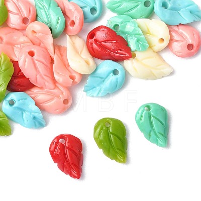 28Pcs 7 Colors Synthetic Coral Dyed Leaf Charms CORA-FS0001-01-1