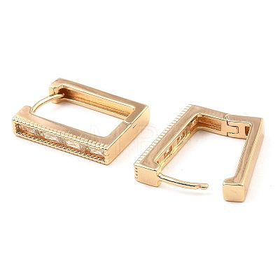 Brass with Cubic Zirconia Hoop Earrings EJEW-D078-39G-1
