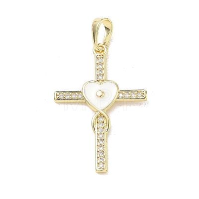 Brass Micro Pave Clear Cubic Zirconia Pendants CU-CBADD0C-05G-01-1