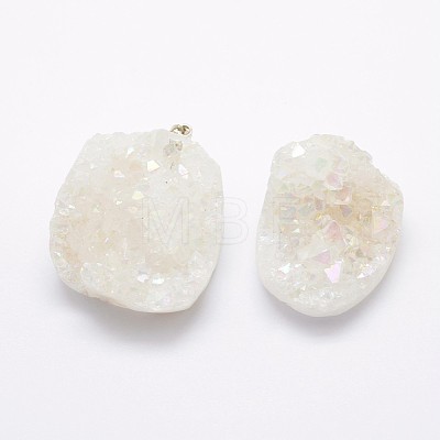 Electroplated Natural Druzy Crystal Pendants G-F535-01A-1
