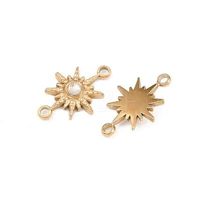 304 Stainless Steel Micro Pave Cubic Zirconia Connector Charm X-ZIRC-F147-02G-03-1