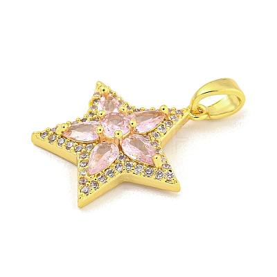 Star Rack Plating Brass Cubic Zirconia Pendants KK-M291-10G-1