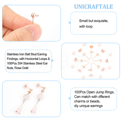 Unicraftale 100Pcs Iron Ball Stud Earring Findings KK-UN0001-34-1