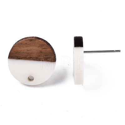 Opaque Resin & Walnut Wood Stud Earring Findings X-MAK-N032-008A-B06-1