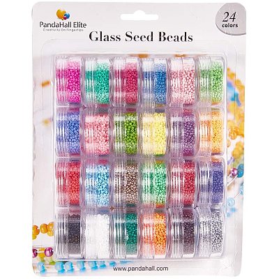 24 Colors Grade A Glass Seed Beads Sets SEED-PH0004-03-1