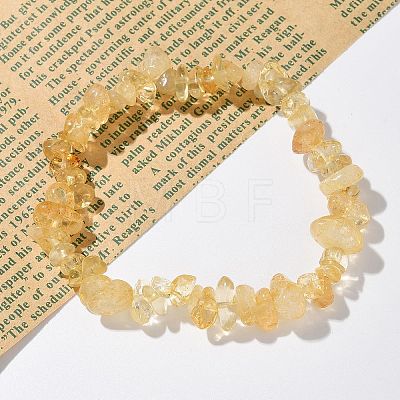 Chips Natural Citrine(Dyed & Heated) Beaded Stretch Bracelets BJEW-JB01826-08-1