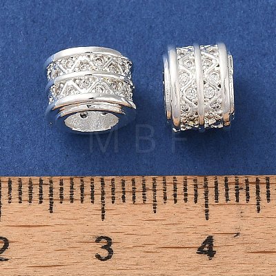 Rack Plating Brass Pave Clear Cubic Zirconia European Beads KK-M285-27S-1