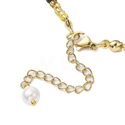 Shell Pearl Bead & Glass Seed Beads Beaded Necklaces for Women NJEW-MZ00073-02-1