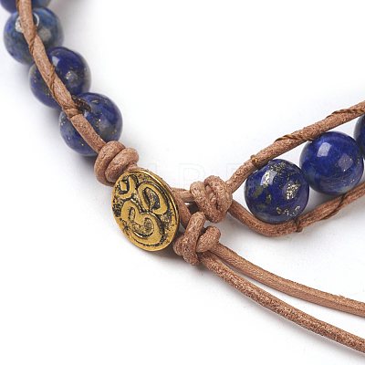 Natural Lapis Lazuli Cord Beaded Bracelets BJEW-E351-02H-1