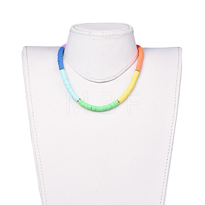 Handmade Polymer Clay Heishi Beaded Necklaces NJEW-JN02450-1