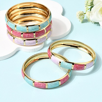 304 Stainless Steel Enamel Hinged Bangles BJEW-D408-44G-1