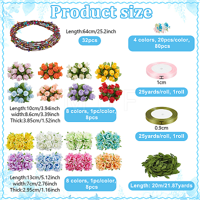 16Pcs Cloth Artificial Carnations Flower Bouquet AJEW-OC0016-37-1