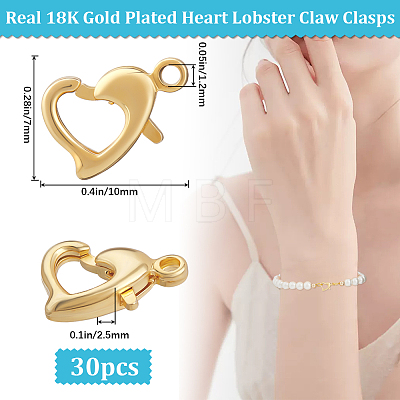 30Pcs Brass Lobster Claw Clasps KK-BBC0014-65G-1