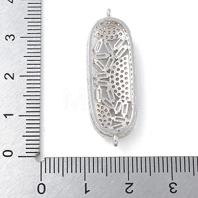 Rack Plating Brass Clear Cubic Zirconia Oval Connector Charms KK-A234-050P-1