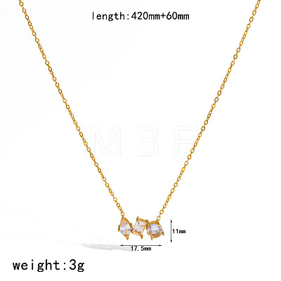 304 Stainless Steel Pave Clear Cubic Zirconia Pendant Necklaces for Women WGBFE42-04-1