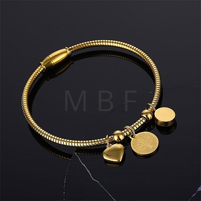 304 Stainless Steel Charm Bangles for Women BJEW-G770-02G-1