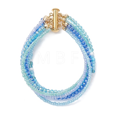 Glass Seed Beads Beaded Multi-Layer Bracelets for Women BJEW-JB12993-1