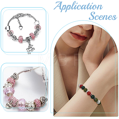Handmade Polymer Clay Rhinestone European Large Hole Beads with Silver Color Plated Brass Cores FPDL-PA0001-02B-1