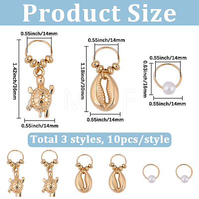 2 Bags Sea Animals Alloy Hair Braid Pendant OHAR-BM0001-05-1