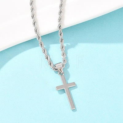 Alloy Cross Pendant Necklaces & Chain Bracelets Sets for Women SJEW-A002-01P-1