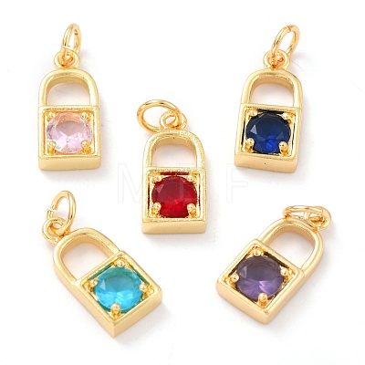 Real 18K Gold Plated Brass Micro Pave Cubic Zirconia Charms ZIRC-L100-080G-1