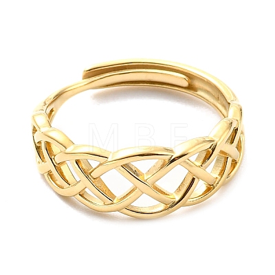 Adjustable 304 Stainless Steel Sailor's Knot Ring for Women RJEW-C016-03G-1