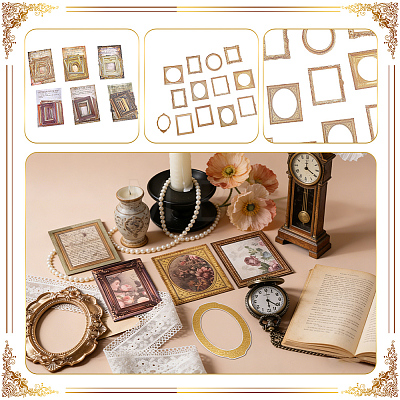 6 Sets 6 Styles Paper Self-Adhesive Photo Frame Stickers DIY-WR0005-69-1