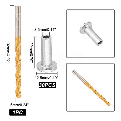 Unicraftale 1 Set 316 Stainless Steel Stemball Swage Dead Ends & Drill Bit FIND-UN0001-35-1
