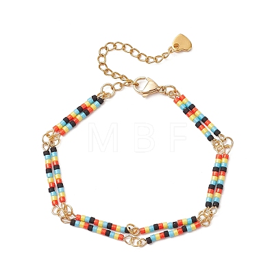 Glass Seed Beads Link Bracelets BJEW-MZ00148-03-1