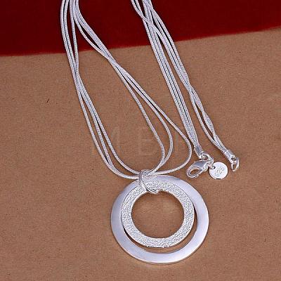 Popular Silver Color Plated Brass 3-strand Snake Chain Necklaces NJEW-BB12693-1
