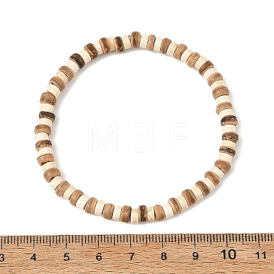 5MM Natural Coconut & Synthetic Turquoise Heishi Beads Stretch Bracelets BJEW-JB14418-1