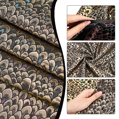 Fish Scales Jacquard Polyester Fabric DIY-WH0399-68B-1