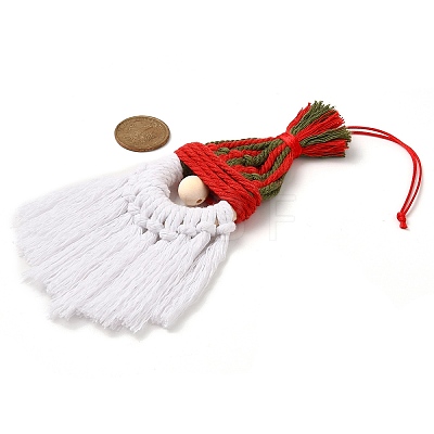 Christmas Handmade Woven Macrame Cotton Thread Santa Claus Pendant Decorations HJEW-JM02455-03-1