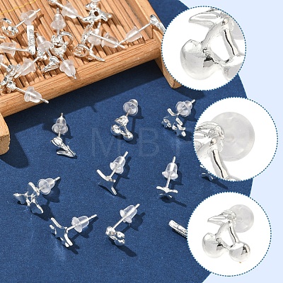 2 Pairs Alloy Stud Earrings for Women EJEW-FS0001-27K-1