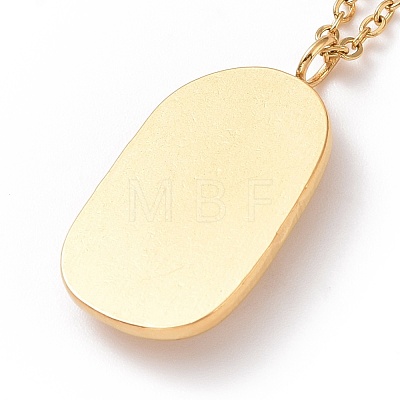 Ion Plating(IP) 304 Stainless Steel Rectangle with Woman Pendant Necklace for Women NJEW-E014-16G-1