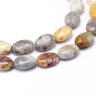 Natural Crazy Agate Flat Oval Bead Strands G-M206-18-1