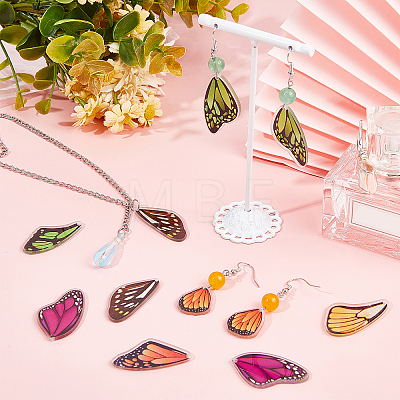 56Pcs 14 Style Printed Translucent Acrylic Pendants OACR-SC0001-11-1