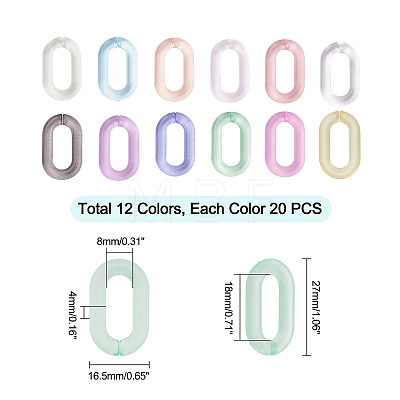 220Pcs 11 colors Transparent Acrylic Linking Rings OACR-PH0001-61-1