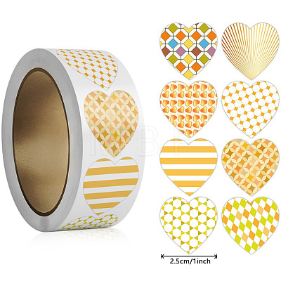 500 Paste  Paper Self-Adhesive Heart Stickers AJEW-S085-02D-1