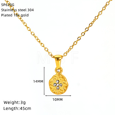 304 Stainless Steel Crystal Rhinestone Pendant Necklaces for Women WG07512-06-1
